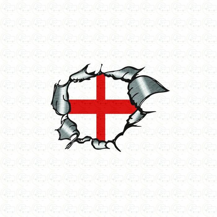 England Flag Ripped Metal 