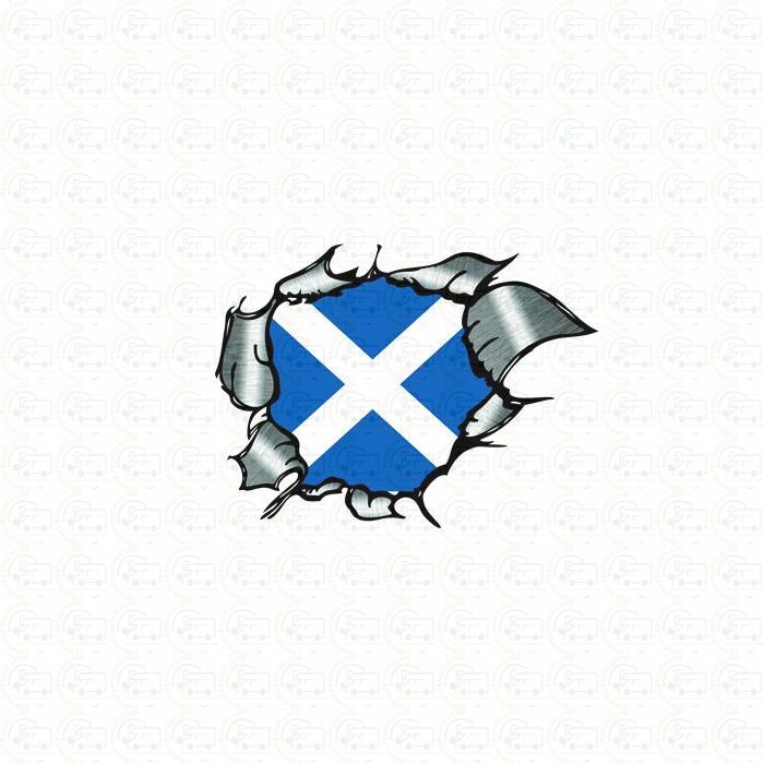 Scotland Flag Ripped Metal 