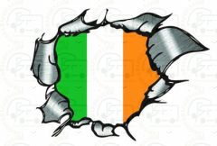Ireland Flag Ripped Metal 