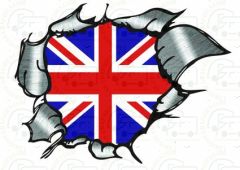 UK Flag Ripped Metal 