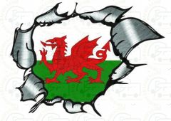 Wales Flag Ripped Metal 