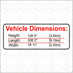 Vehicle Height, Length and Width Sticker1