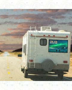 Caravan or motorhome rear panel print