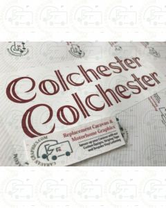 Fleetwood 1989 Colchester Text (pair) graphics sticker decal