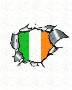 Ireland Flag Ripped Metal 