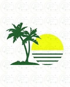 Palm Tree and Sun Caravan Motorhome Graphic
