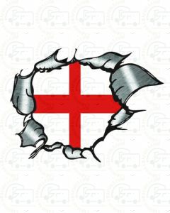 England Flag Ripped Metal 