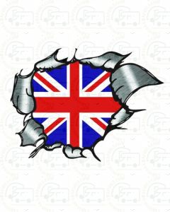 UK Flag Ripped Metal 
