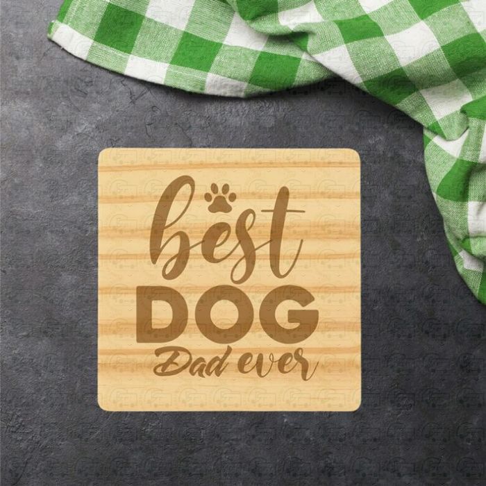 Best Dog Dad Ever single coaster by Galloway Crafts