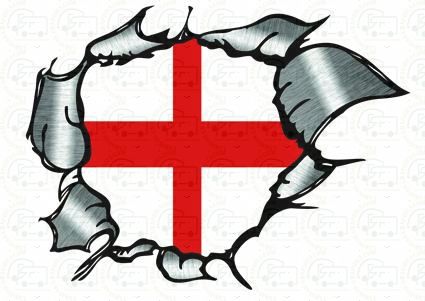 England Flag Ripped Metal 