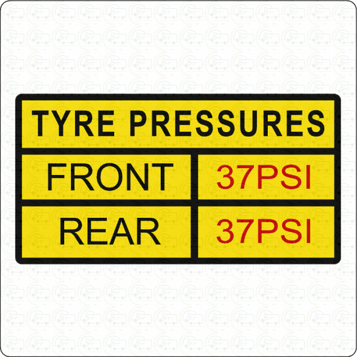 Tyre Pressure Stickers