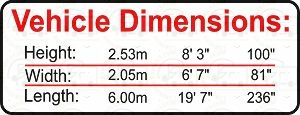 Vehicle Height, Length and Width Sticker1